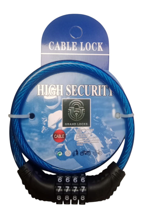 Grand Lock Portable Security 4-Digit Code Bike Lock(Diameter 8mm, Lenth 25").