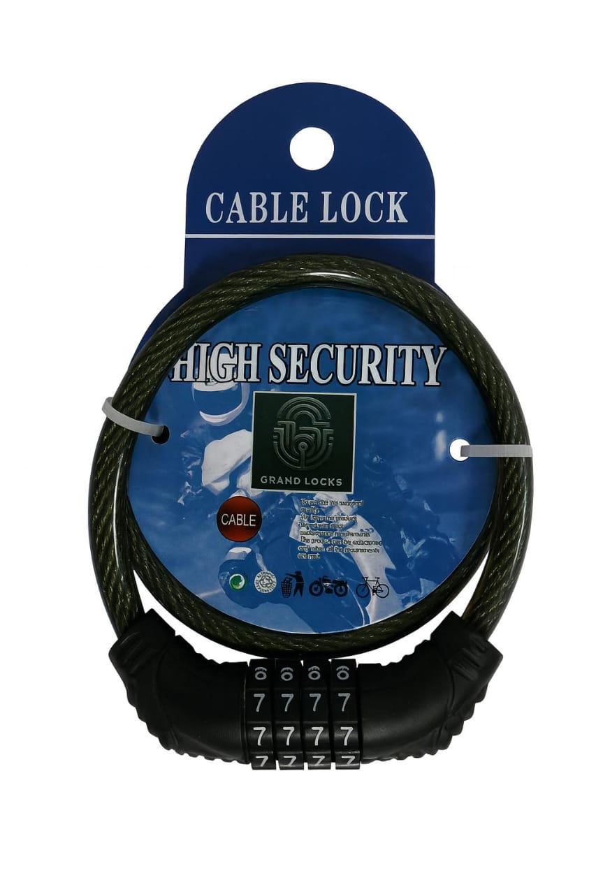 Grand Lock Portable Security 4-Digit Code Bike Lock(Diameter 8mm, Lenth 25").