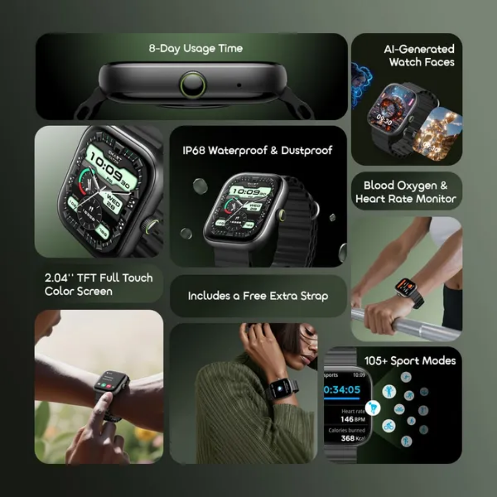 oraimo Watch 6 2.04" TFT IP68 Smart Watch