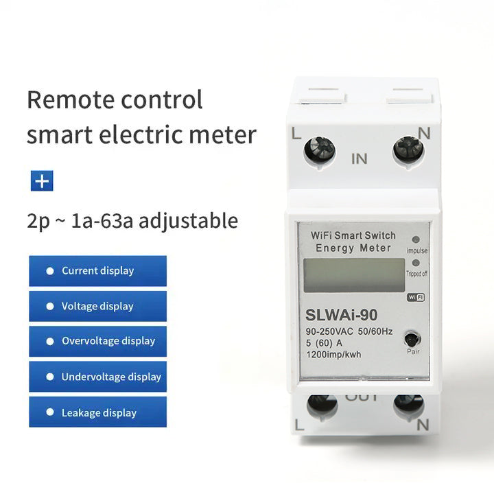 SLAWAi-90 Wifi Smart Home Energy Real Time Electricity Meter Easy Installation Remote APP Control