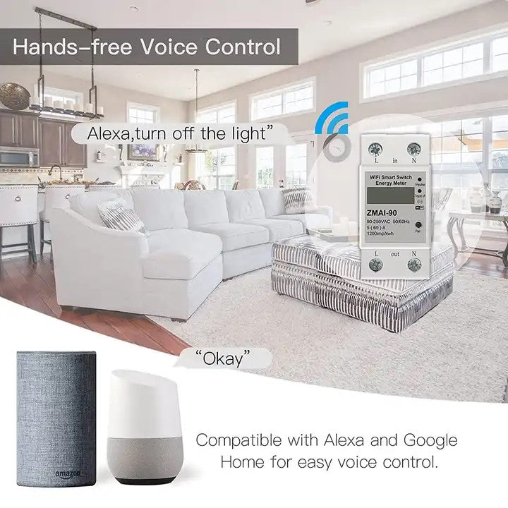 SLAWAi-90 Wifi Smart Home Energy Real Time Electricity Meter Easy Installation Remote APP Control