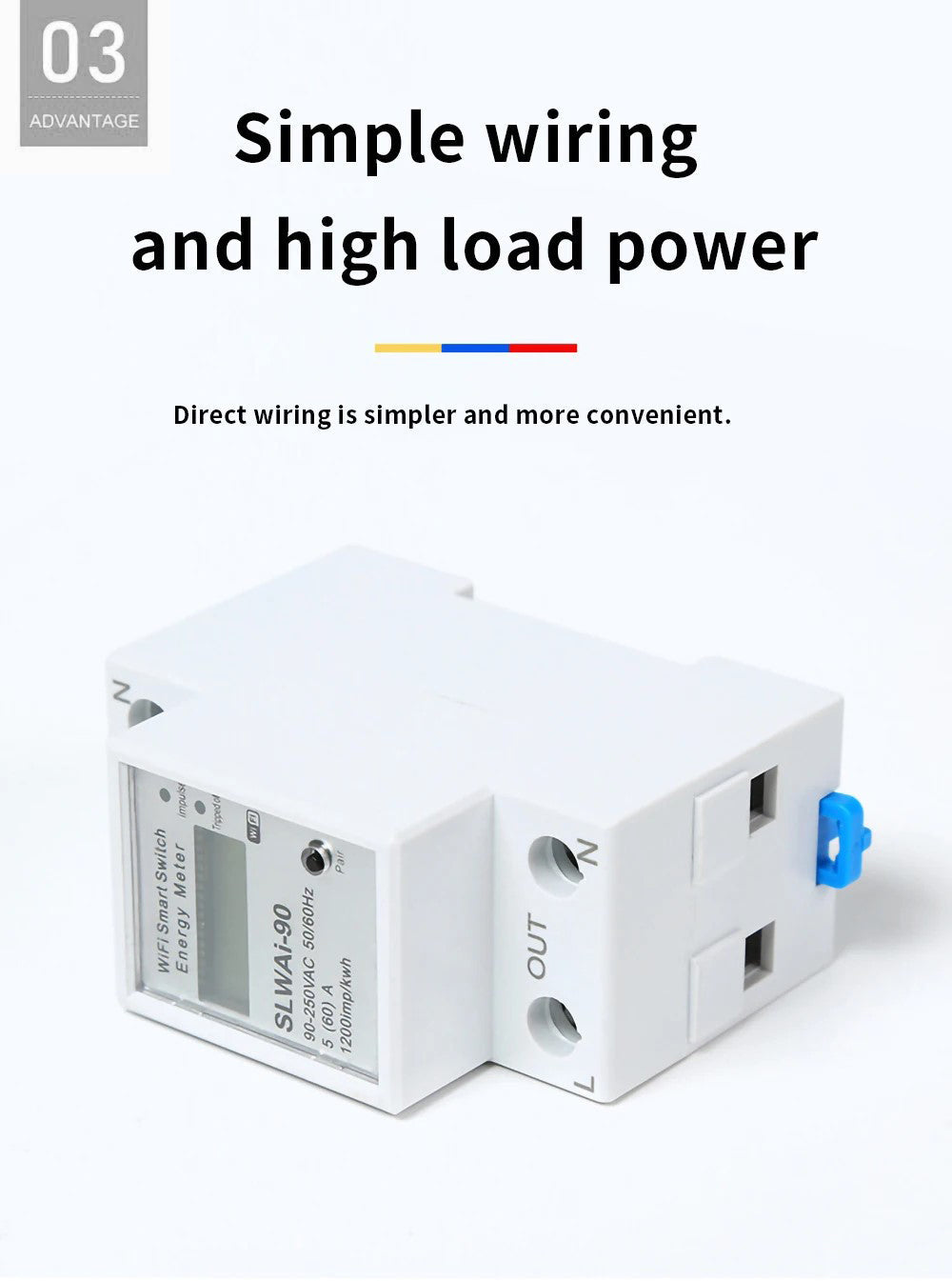 SLAWAi-90 Wifi Smart Home Energy Real Time Electricity Meter Easy Installation Remote APP Control