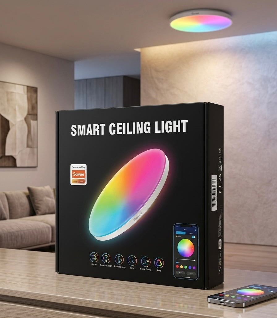 Premium Smart Ceiling Light – RGB Ambient Lighting with Voice Control