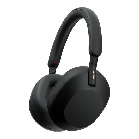 Black over-ear headphones on a white background