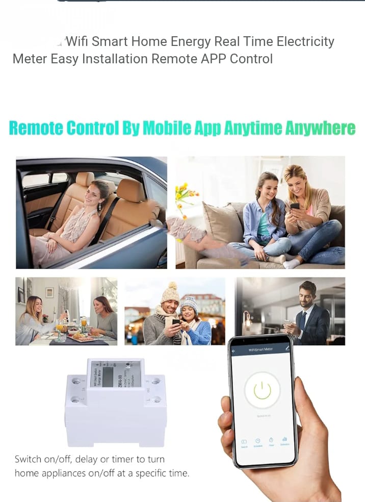 TUYA WIFI Electricity Meter Wireless Three Phase Din Rail Energy Meter Wifi Smart Meter with Remote Control Power Switch
