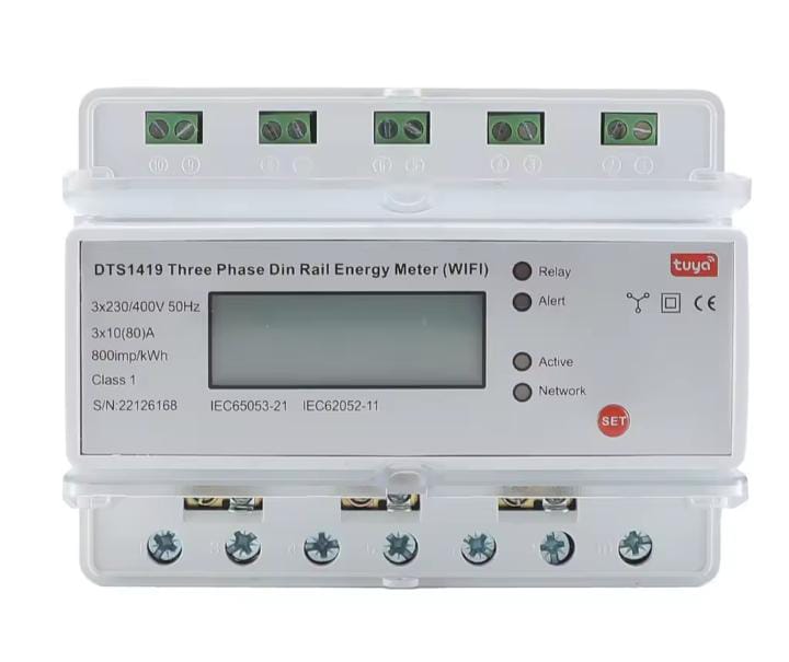 TUYA WIFI Electricity Meter Wireless Three Phase Din Rail Energy Meter Wifi Smart Meter with Remote Control Power Switch