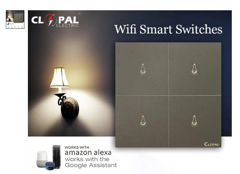 Techne Automation: Aura Slate 4-Gang Smart WiFi Switch