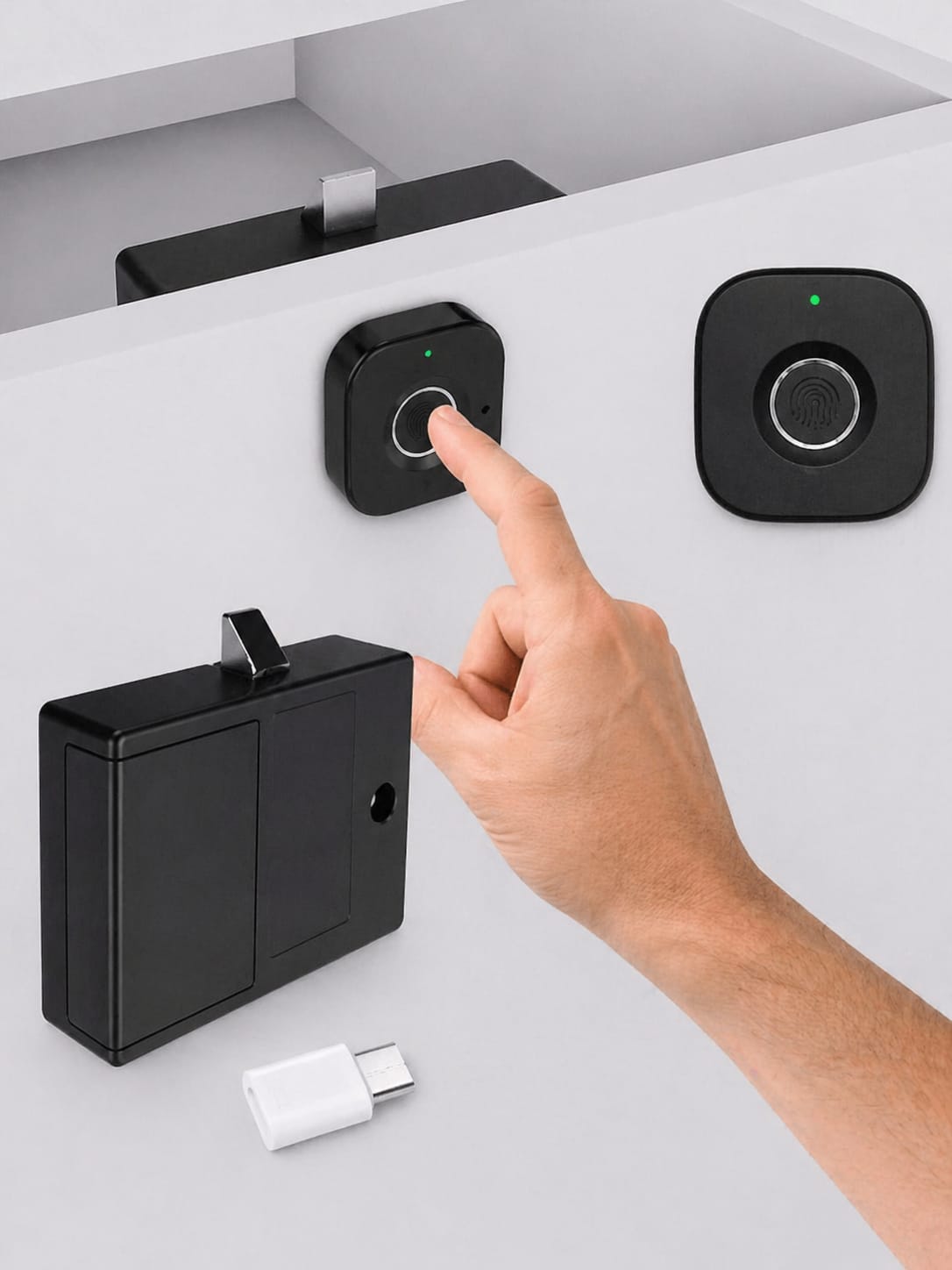 Fingerprint Cabinet Lock, Smart Biometric, Fit for Keyless Hidden File Drawer Wardrobe, Child Safety Electric Fingerprint Lock, DIY Wooden Furniture Privacy for Home Office