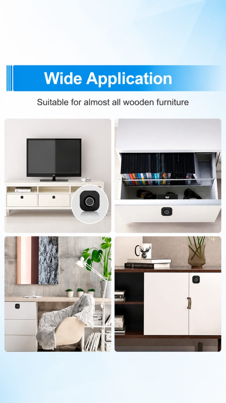 Fingerprint Cabinet Lock, Smart Biometric, Fit for Keyless Hidden File Drawer Wardrobe, Child Safety Electric Fingerprint Lock, DIY Wooden Furniture Privacy for Home Office