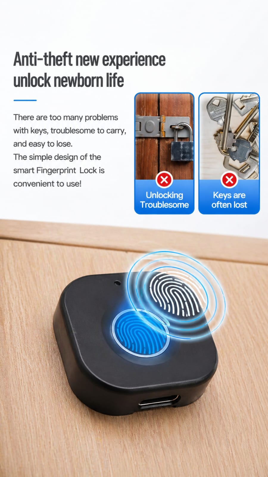 Fingerprint Cabinet Lock, Smart Biometric, Fit for Keyless Hidden File Drawer Wardrobe, Child Safety Electric Fingerprint Lock, DIY Wooden Furniture Privacy for Home Office