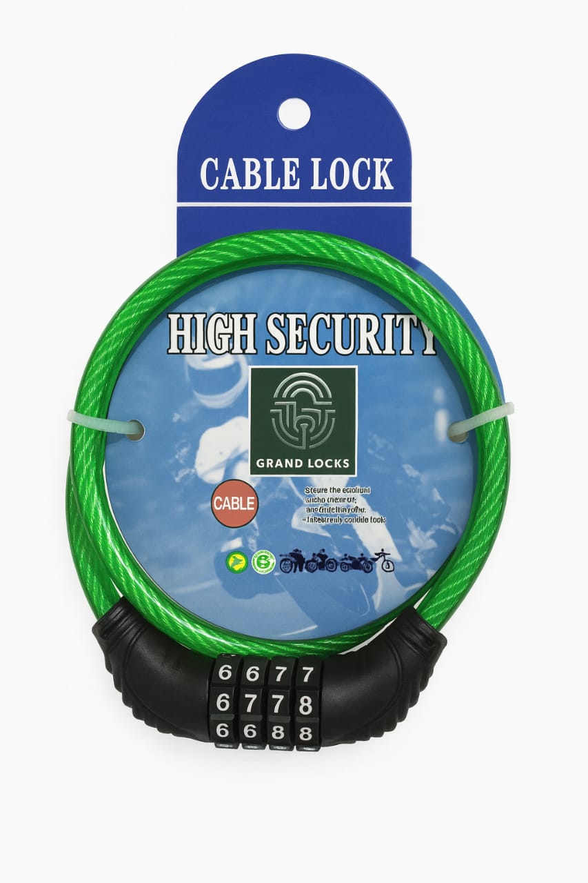 Grand Lock Portable Security 4-Digit Code Bike Lock(Diameter 8mm, Lenth 25").