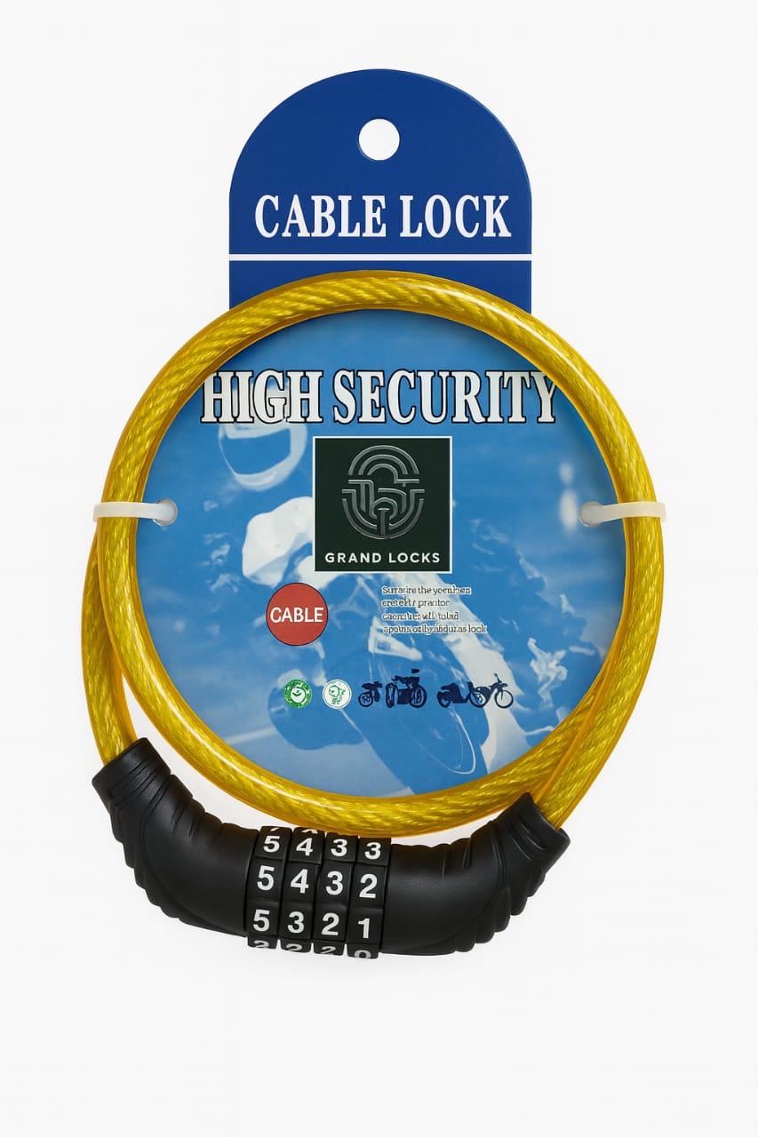 Grand Lock Portable Security 4-Digit Code Bike Lock(Diameter 8mm, Lenth 25").