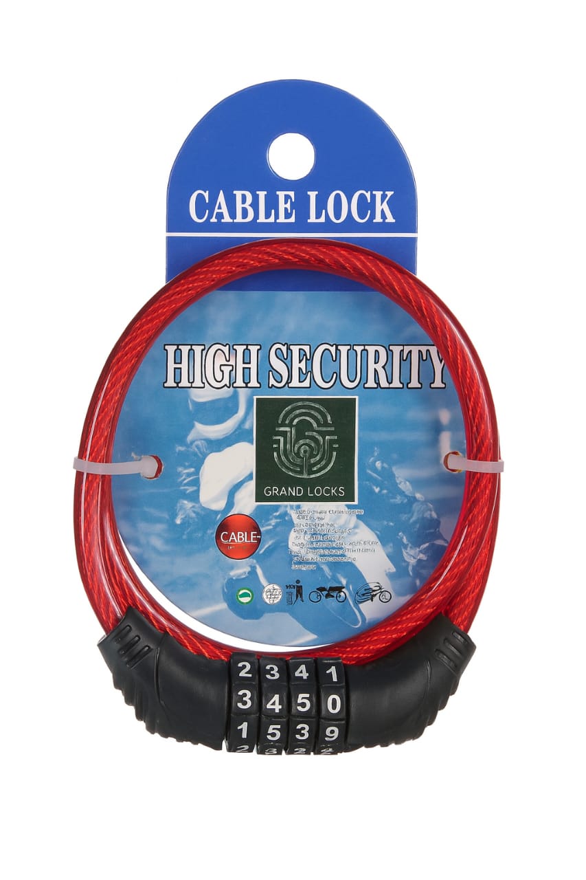 Grand Lock Portable Security 4-Digit Code Bike Lock(Diameter 8mm, Lenth 25").