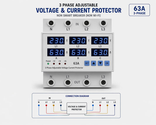 Auto Reconect Adjustable Volatge Current Three Phase Protector