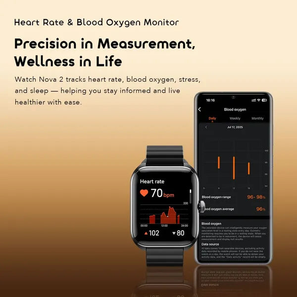 oraimo Watch Nova 2 2.01" AMOLED IP68 Curved Touchscreen Smart Watch