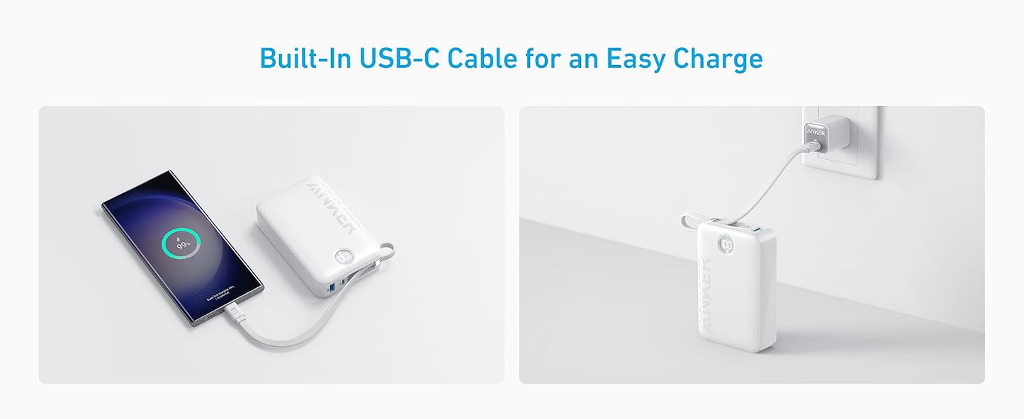 Anker Power Bank (20,000mAh, 22.5W, Built-In USB-C Cable)A1647